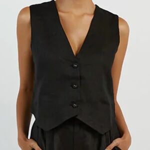 Commense Black Cotton Casual Pants Set - Vest & Pants